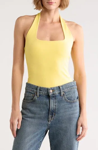 Good American Sculpt Halter Square Bodysuit In Brown