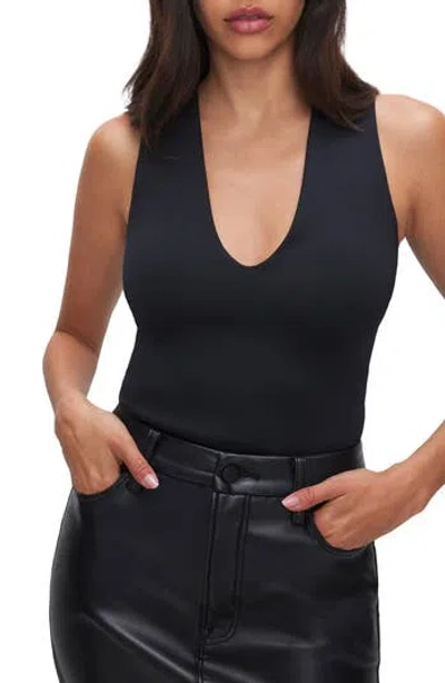 Good American Sculpting Deep V Tank Bodysuit In Black001