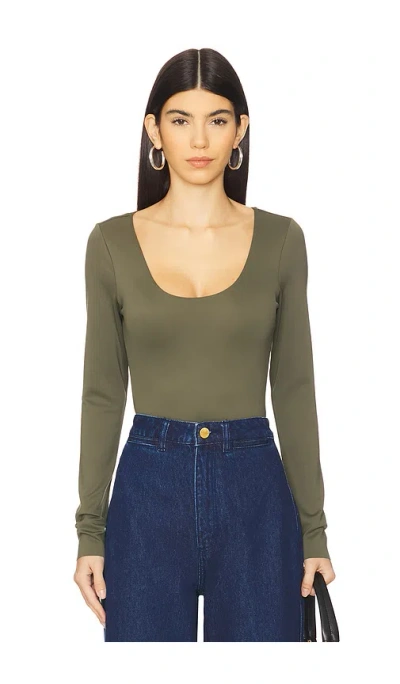 Good American Sculpting Scoop Long Sleeve Body In Fatigue001