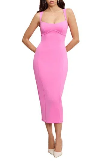 Good American Sculpting Sweetheart Midi Dress In Pink