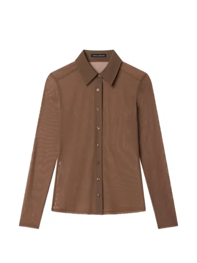 Good American Semi-sheer Shirt In Brown