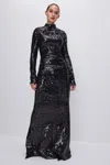 Good American Sequin Funnel Maxi Dress Black In Black