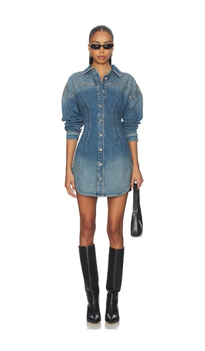 Good American Shaped Denim Dress In Blue