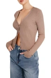 Good American Shine Rib Cardigan In Putty