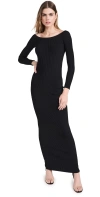 Good American Shine Off The Shoulder Long Sleeve Maxi Dress In Black001