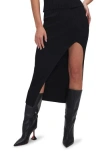 Good American Shine Ribbed Slit Midi Skirt