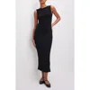 Good American Shine Scoop Back Ribbed Tank Dress In Black001