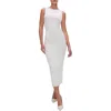 Good American Shine Scoop Back Ribbed Tank Dress In Cloud White001