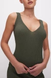 Good American Shine Rib Tank In Fatigue001