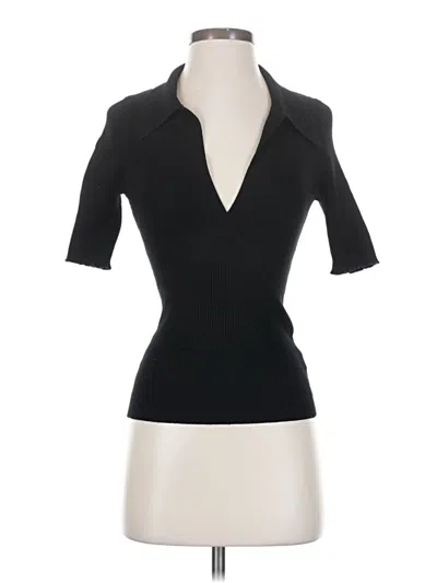 Pre-owned Good American Short Sleeve Polo Shirt In Black