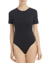 Good American Scuba Crewneck Short-sleeve Bodysuit In Black