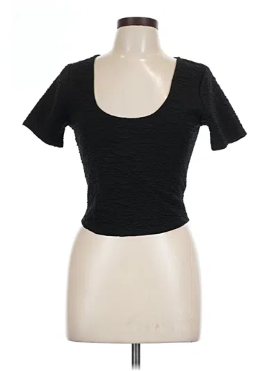Pre-owned Good American Short Sleeve Top Black Scoop Neck Tops