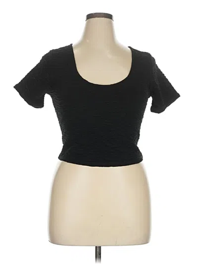 Pre-owned Good American Short Sleeve Top Black Scoop Neck Tops