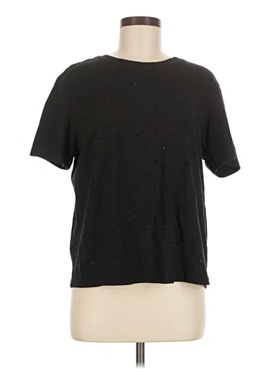 Pre-owned Good American Short Sleeve Top Black Stars Pattern Crew Neck Tops