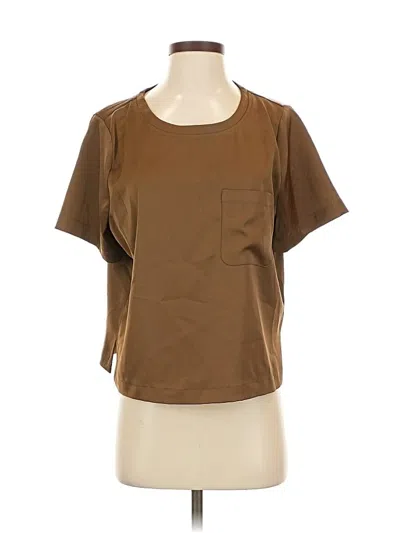 Pre-owned Good American Short Sleeve Top Brown Crew Neck Tops