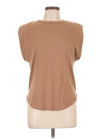 Pre-owned Good American Short Sleeve Top Tan Cowl Neck Tops