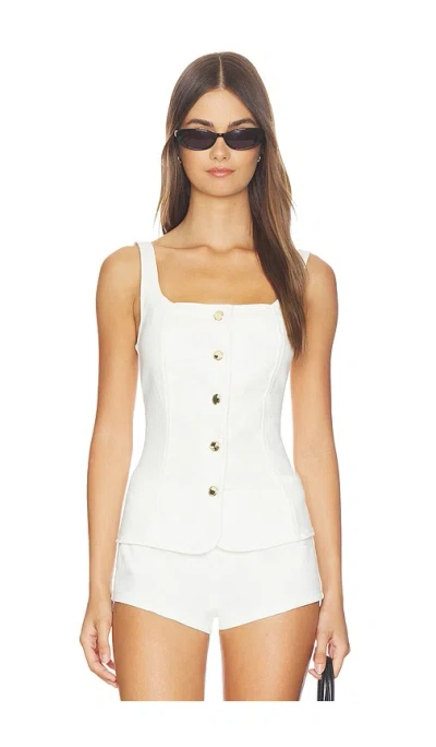 Good American Sleeveless Button Front Denim Top In White