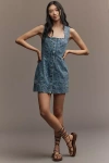Good American Sleeveless Button-front Power Stretch Denim Mini Dress