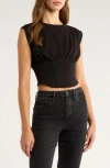 Good American Stretch-cotton Corset Top In Black