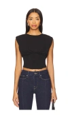 Good American Womens Black001 Sleeveless Corset Cotton-jersey Top In Black