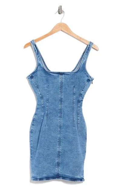 Good American Sleeveless Denim Minidress In Blue