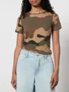 GOOD AMERICAN SLIM FITTED TEE IN CAMO001