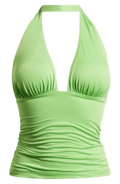 Good American Slinky Jersey Halter Top In Lime