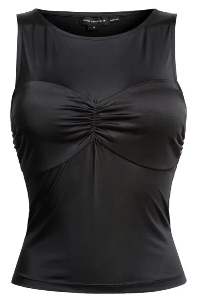 Good American Slinky Jersey Ruched Tank Top In Black001