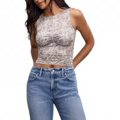 Good American Slinky Jersey Ruched Tank Top In Gray In Silver