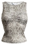 Good American Slinky Jersey Ruched Tank Top In Snakeskin Print001