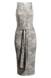 GOOD AMERICAN GOOD AMERICAN SLINKY RUCHED SLEEVELESS JERSEY MIDI DRESS
