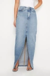 Good American Slit Front Denim Midi Skirt In Indigo599