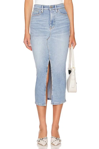 Good American Slit Front Midi Skirt In Blue598 In Multi