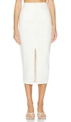 Good American Denim Slit Front Midi Skirt In White