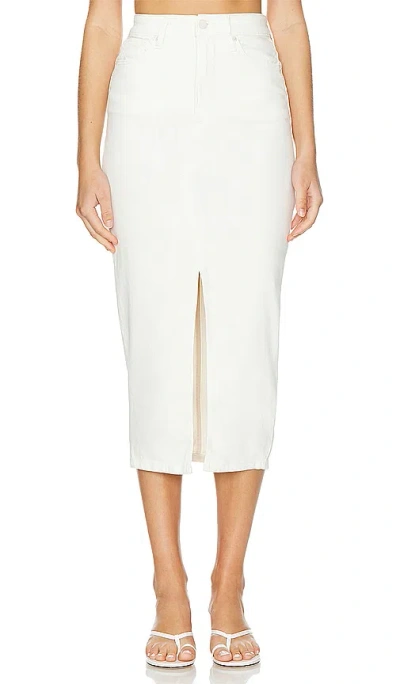 Good American Denim Slit Front Midi Skirt In Cloud White