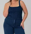 Good American Soft Sculpt Corset Tank In Indigo In Blue