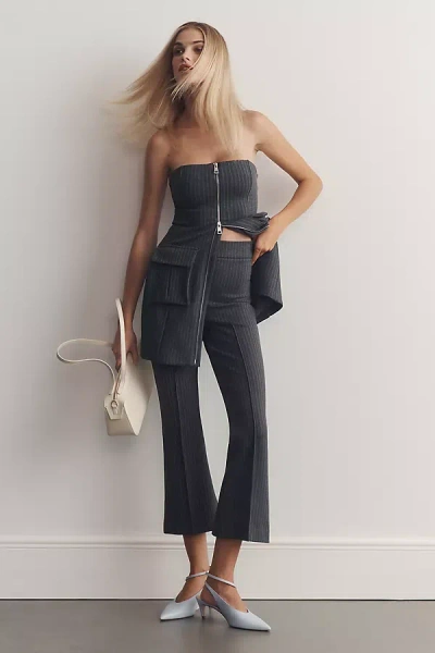 Good American Soft Stretch Ponte Kick Flare Pants In Gray