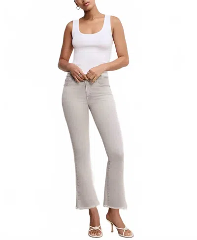 GOOD AMERICAN SOFT TECH GOOD LEGS CROPPED MINI BOOT JEANS IN AMULET003