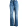 Good American Soft Tech Good Legs Raw Hem Straight Leg Jeans In Blue