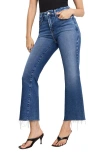 Good American Soft Tech Good Legs Raw Hem Crop Mini Bootcut Jeans In Blue