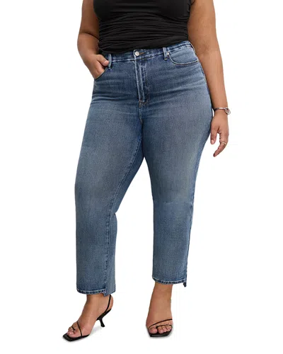 Good American Soft Tech Good Legs Straight Jeans In Indigo