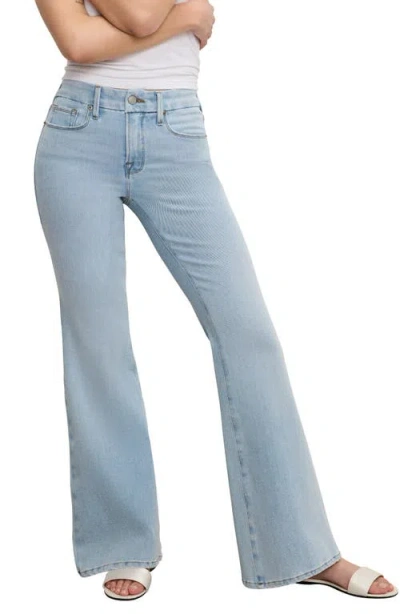 Good American Soft-tech Good Petite Flare Jeans In Indigo841