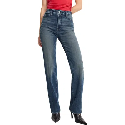 Good American Soft-tech Good True Relaxed Straight Leg Jeans In Blue