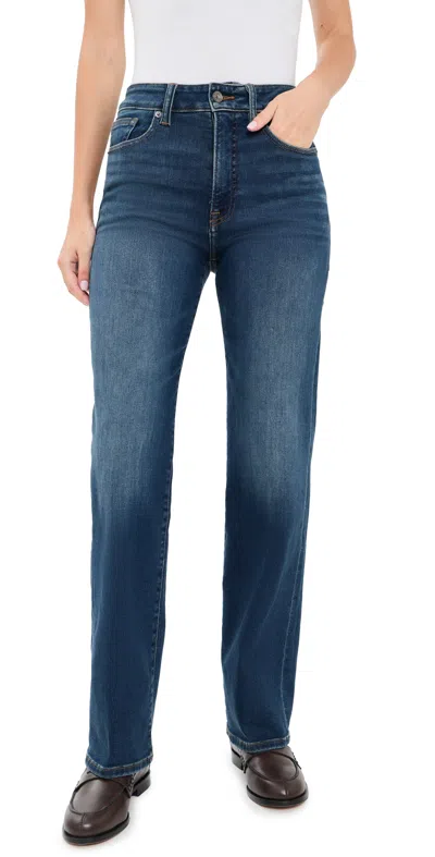 Good American Soft Tech Good True Straight Jeans Indigo1132 In Blue