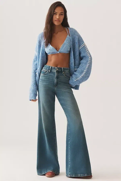 Good American Soft Tech Good Waist High-rise Palazzo Jeans In Blue