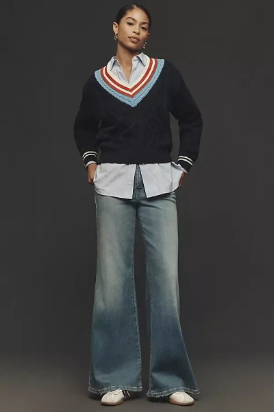 Good American Soft Tech Good Waist High-rise Wide-leg Jeans In Blue