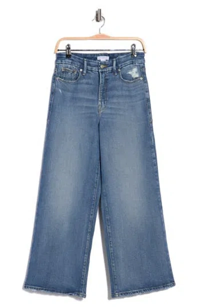 Good American Soft Tech Good Waist High Waist Crop Palazzo Jeans In Black