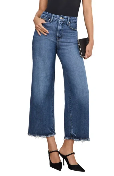 Good American Soft Tech Good Waist High Waist Crop Palazzo Jeans In Indigo737