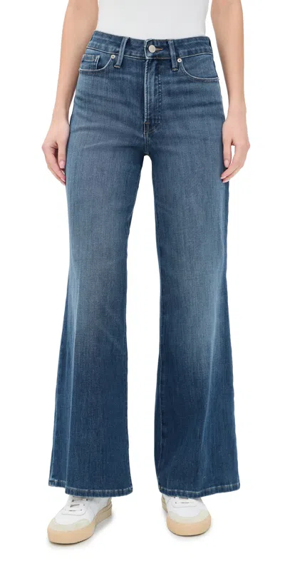 Good American Soft Tech Good Waist Palazzo Ankle Jeans Indigo1281 In Blue