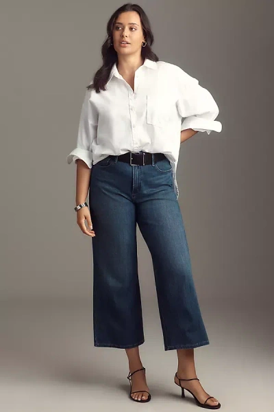 Good American Soft Tech Good Waist Palazzo Crop Jeans In Blue